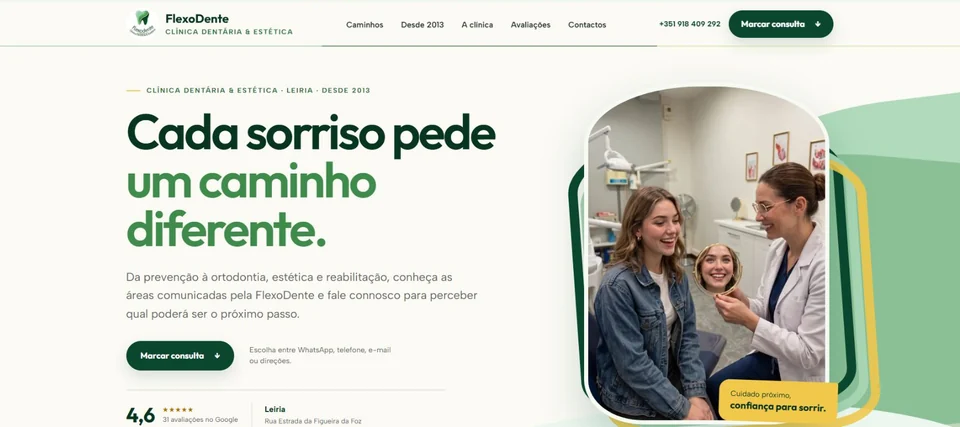 Captura da página inicial: FlexoDente