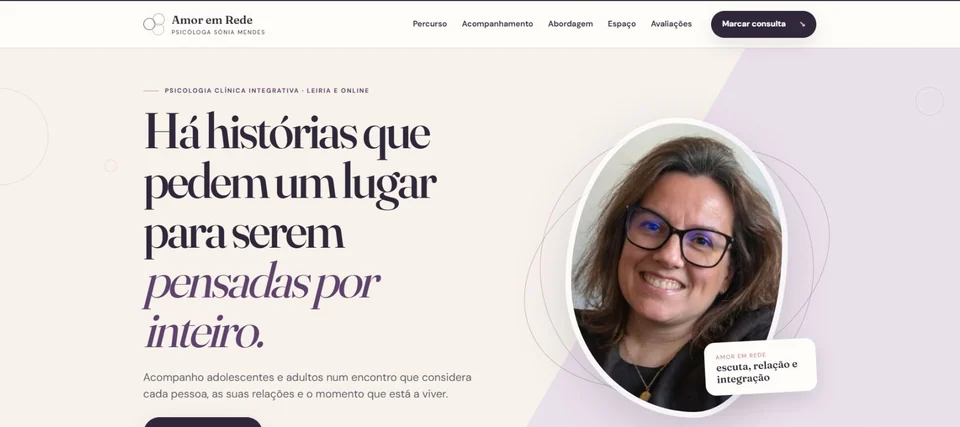 Captura da página inicial: Sónia Mendes · Amor em Rede